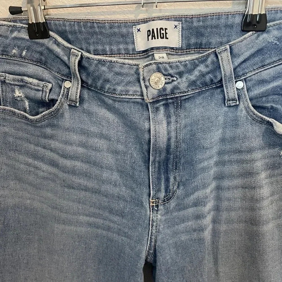 Paige Brigitte Womens Boyfriend Skinny Mid Rise Distressed Jeans Size 28 - Picture 7 of 11